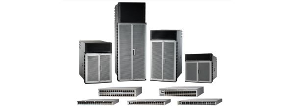 Cisco 8011-4G24Y4H-I with silver server rack, black accents, glass front