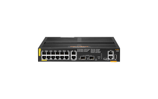 Aruba R8Q72A#ABG | 12x 1G RJ45; Class 4 PoE, 139W budget; 2x 1G RJ45 + 2x 10G SFP+ uplinks; AOS-CX L2/L3