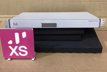 Silver cisco firepower 1120 firewall network security appliance with perforated front panel and rack-mount brackets