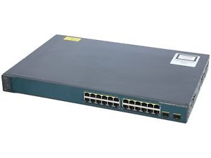 Cisco WS-C3560V2-24PS-S PoE switch with 24 ports and 2 SFP uplinks