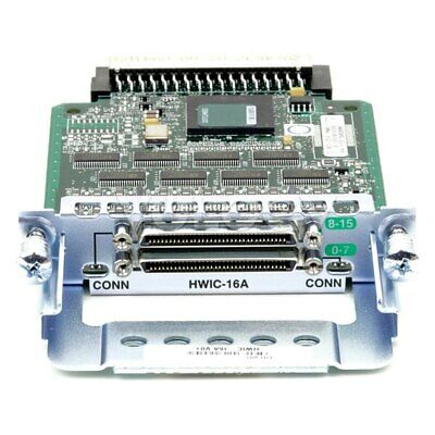 Cisco HWIC-16A serial interface card with silver circuit board in metal bracket