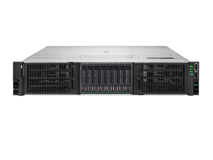 Silver and black hp proliant dl380a gen11 2u gpu server rack with multiple drive bays and front panel indicators