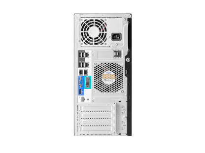 White hpe ml30 gen11 tower server with mesh front panel, dual fans, and multiple i/o ports on the back side
