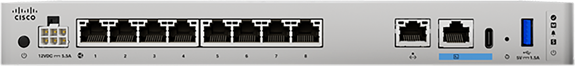 Cisco CSF1210CE-TD-K9 NGFW with sleek gray chassis, Ethernet ports, USB