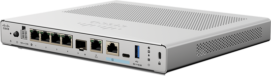 Cisco Meraki MR32 white access point with Ethernet ports and USB-C, rear view