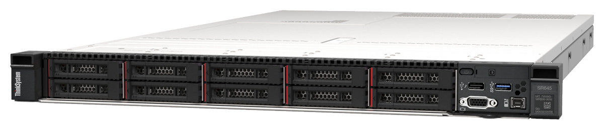 Lenovo SR645 | 1U 2S AMD EPYC 7002/7003 | 32x DDR4 3200 | PCIe 4.0 + OCP 3.0 | up to 10x 2.5" or 4x 3.5" bays | Redundant hot‑swap PSUs