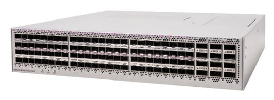 Cisco N9396Y12C-SE1 server rack rear with black ethernet ports and lights