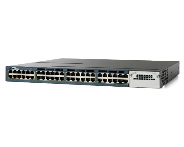 Cisco WS-C3560X-48T-S 48-port Gigabit Ethernet switch with black faceplate