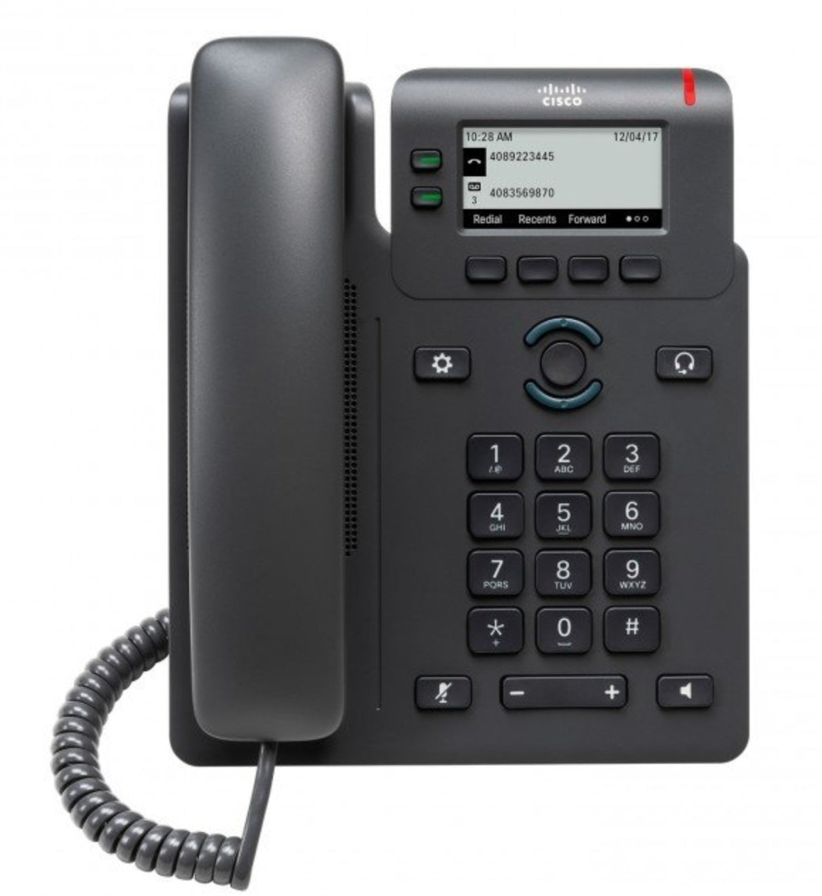 Cisco CP-6821-3PW-K9 black 2-line IP phone with corded handset