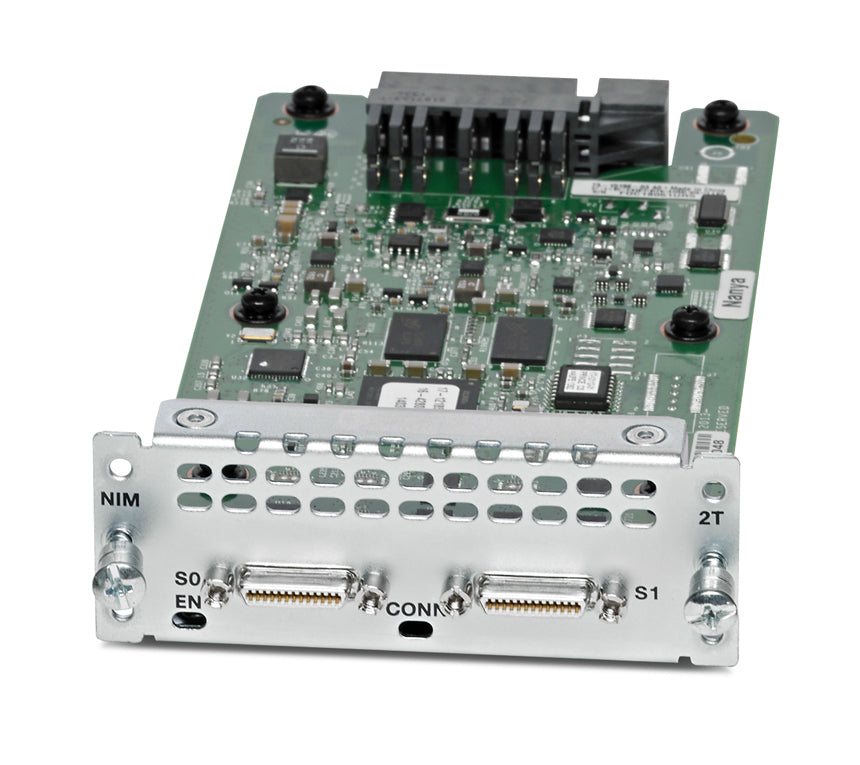 Cisco NIM-2T network interface module with silver circuit board