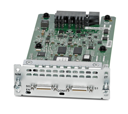 Cisco NIM-2T network interface module with silver circuit board
