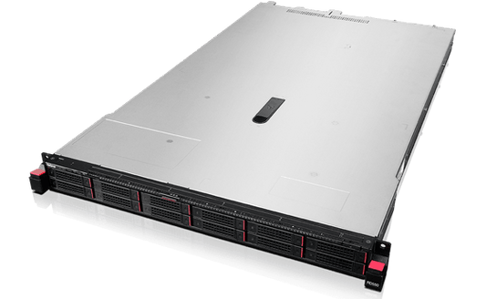 Lenovo RD550 | 1U dual-socket Xeon E5 v3/v4 | up to 768GB DDR4 | high-density 2.5" bays | HW RAID + cache | redundant hot-swap PSUs | flexible 1/10GbE + PCIe | IPMI/remote management