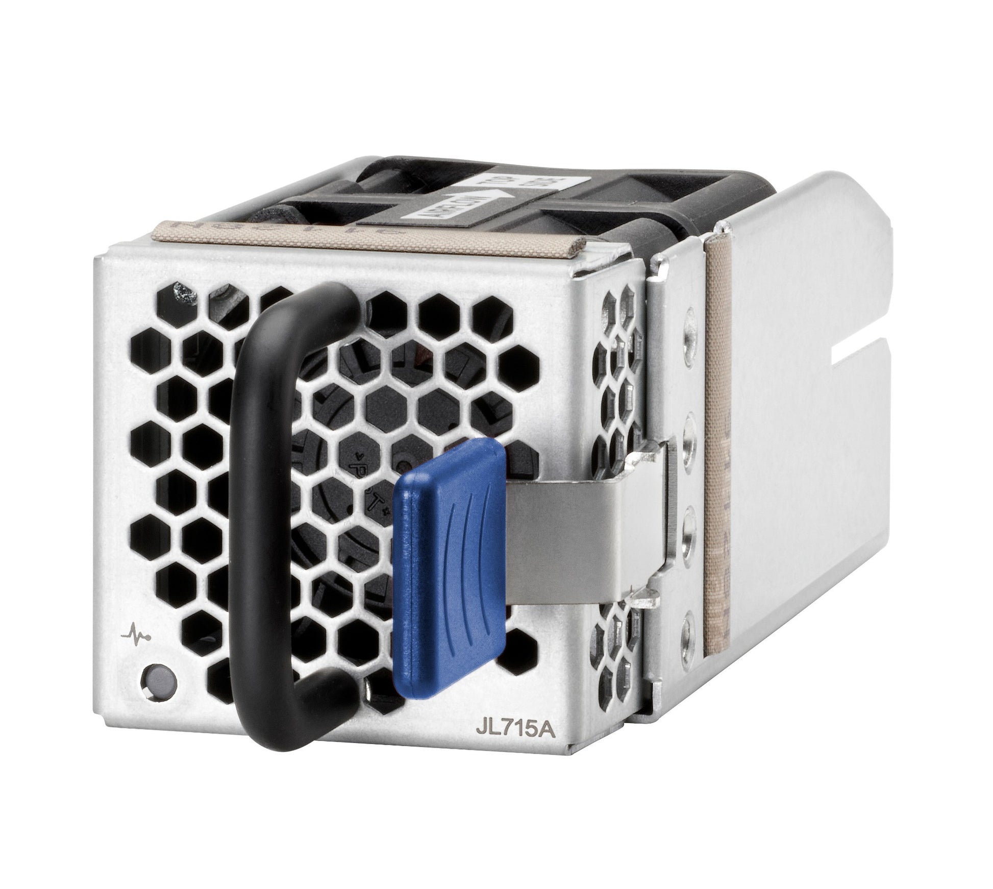 Aruba JL715A switch fan module with silver rack, blue handle, honeycomb front