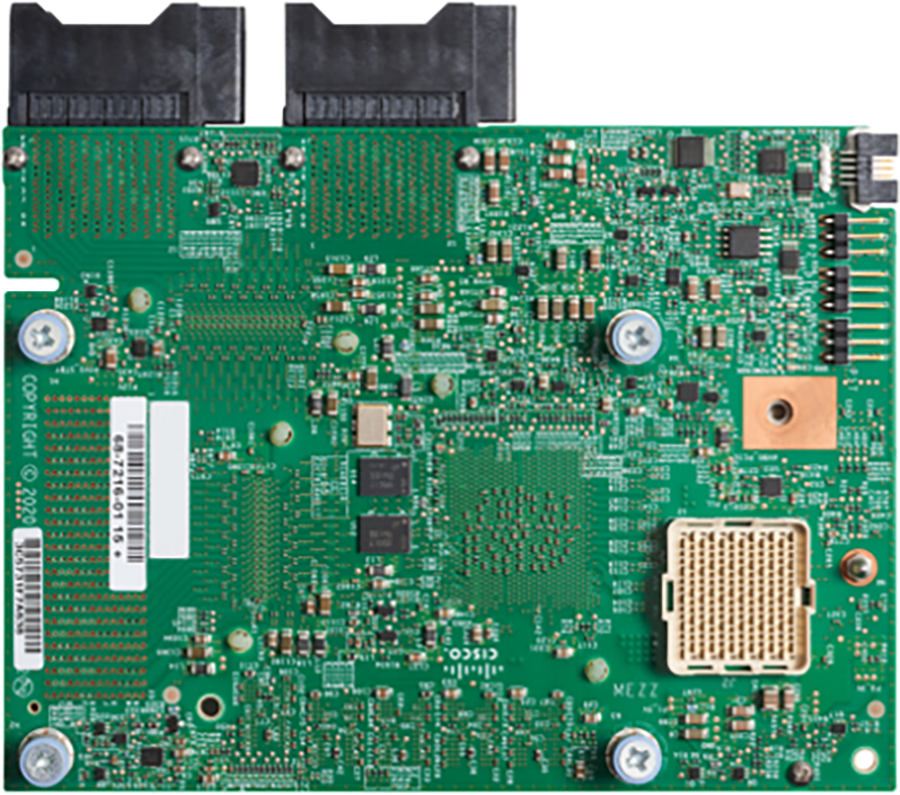 Cisco HCIX-ME-V5Q50G green circuit board with 4x25GbE SFP28 components