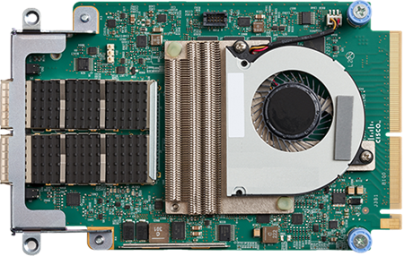 Cisco UCSC-M-V5D200GV2 green circuit board with silver heatsink and black fan