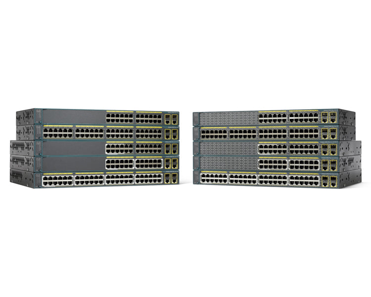 Cisco WS-C2960+24PC-L 24-port PoE switch with 2x 1G uplinks
