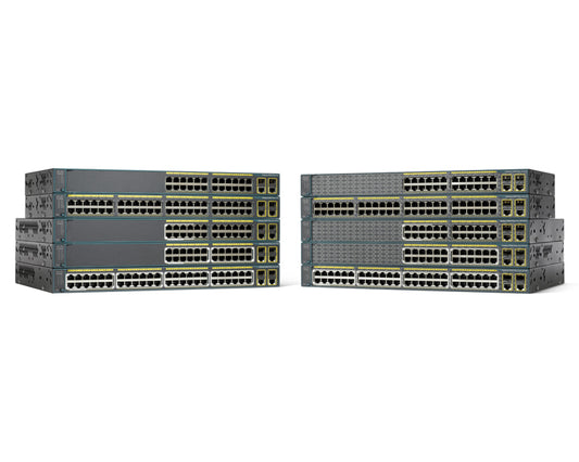 Cisco WS-C2960+24TC-S | 24x 10/100; 2x 1G combo uplinks; No PoE; LAN Lite