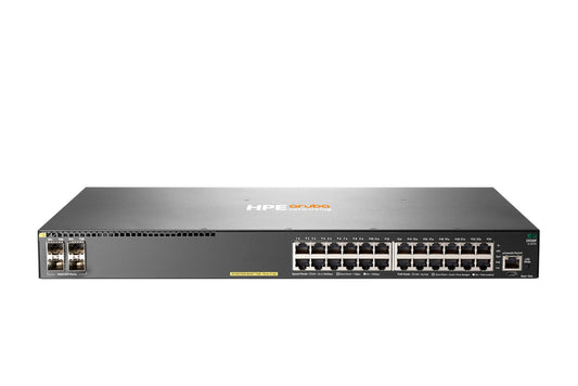 Aruba JL261A | 24x 1G RJ45, PoE+ (802.3at), 4x 1G SFP uplinks, no-license required