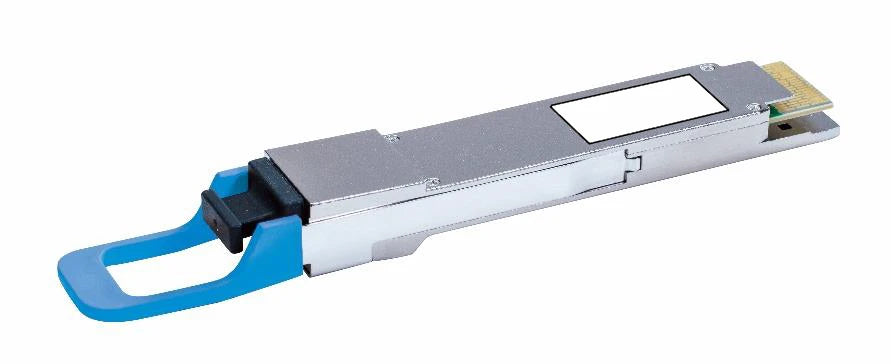 NVIDIA 400G OSFP SR8 fiber optic module with blue silver connector