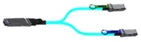 NVIDIA 400G OSFP to 2x200G QSFP56 20m AOC splitter with teal gray braided USB cable