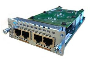 Cisco NIM-4BRI-S/T module with green circuit board and silver casing
