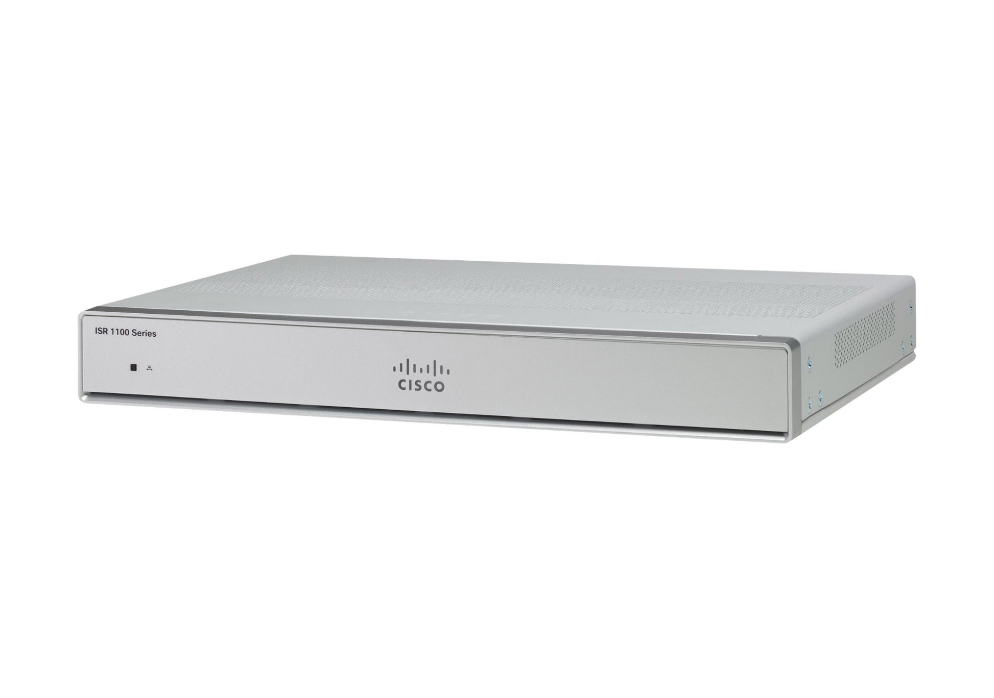 Silver Cisco C1940 router with sleek design and logo, C1111-4P-DNA ISR 1100 4P