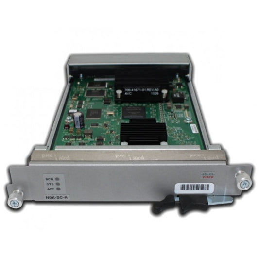 Cisco N9K-SC-A Nexus 9500 controller module with green PCB and black heatsink