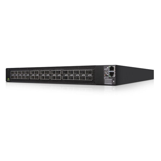 NVIDIA 920-9N201-00FA-0C0 32x 200GbE QSFP56 black network switch front view