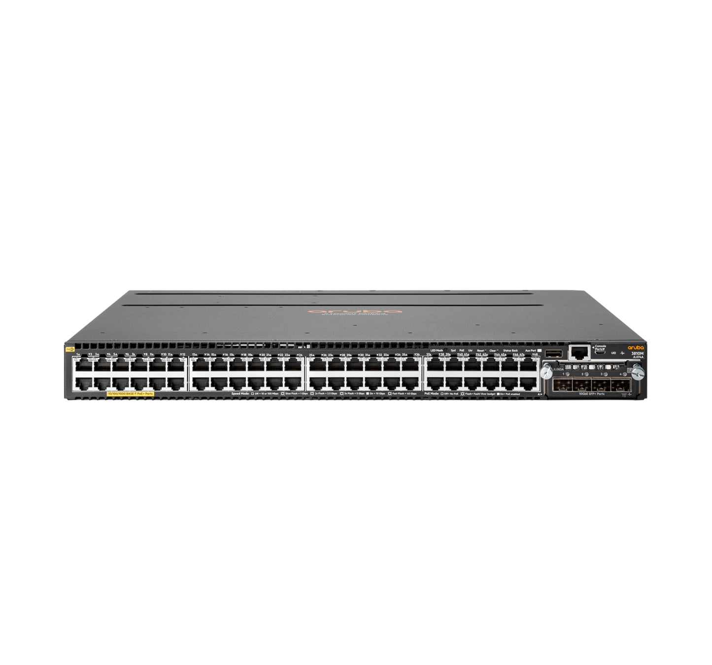 Aruba JL428A | 48x 1G PoE+ (Class 4) | 680W PoE budget | 4x 10G SFP+ uplinks | L3 switching, VSF stacking