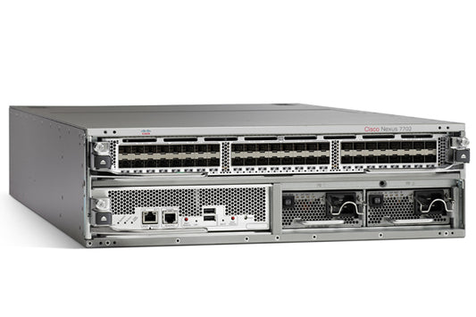 Cisco N77-C7702 2-slot 3U modular chassis with silver rack and mesh panels