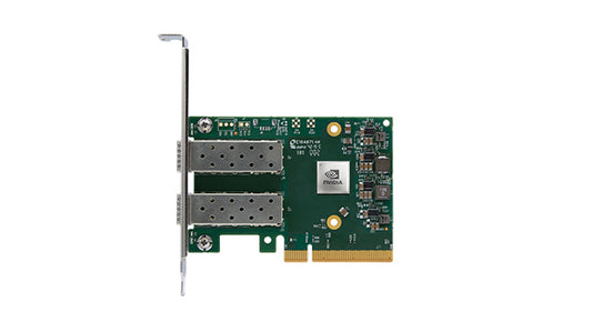 NVIDIA 900-9X625-0053-SB0 2x SFP28 PCIe 4.0 x8 low-profile card with green PCB