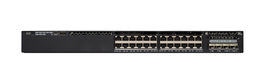 Cisco WS-C3650-24PDM-E switch with 24x 1G PoE+ ports and uplinks
