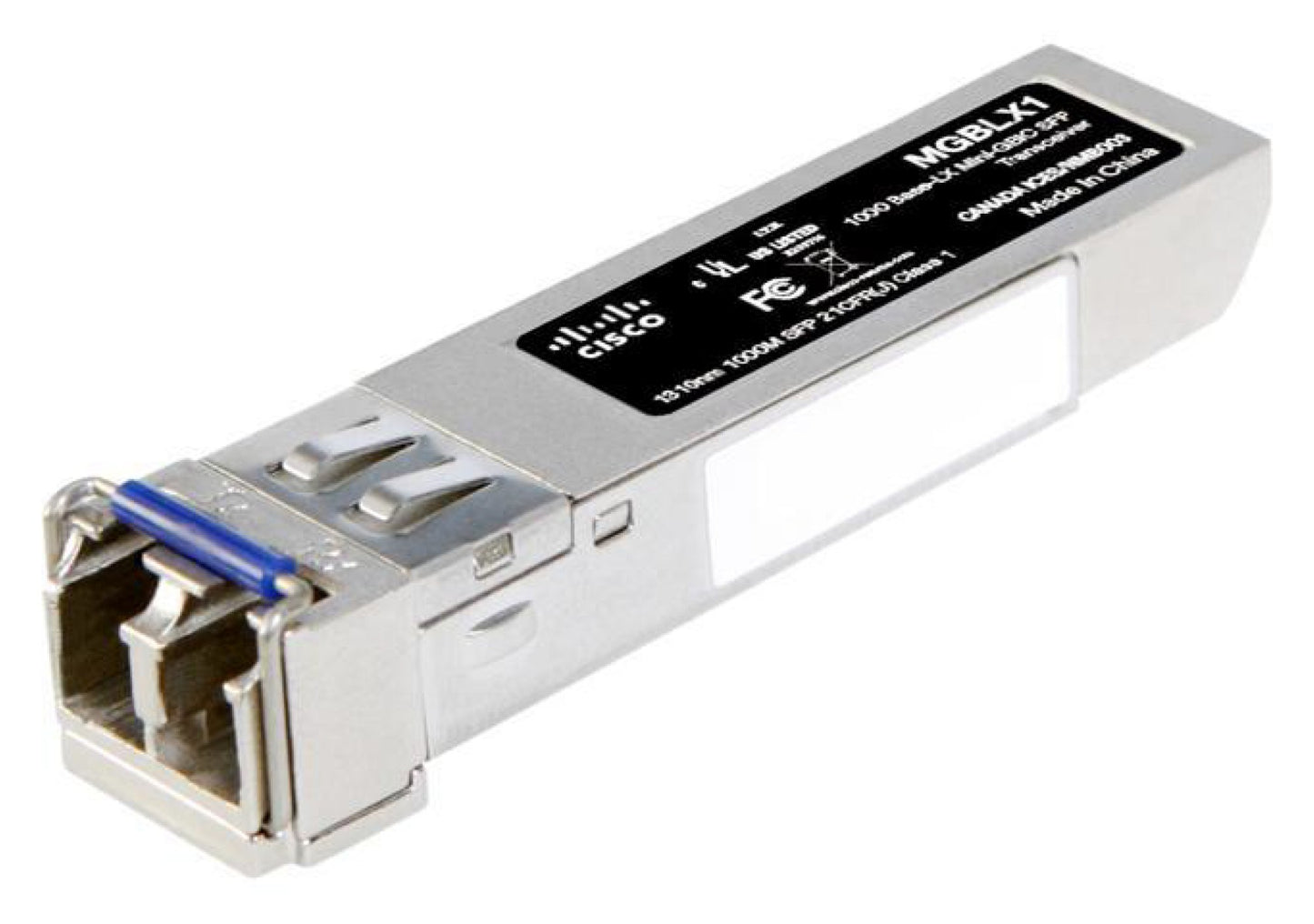 Cisco MGBLX1 1Gb SFP transceiver module with LC duplex fiber connectors